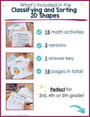 2D Shapes Sorting Categories Activities Math Review 3rd 4th 5th Grade Worksheets