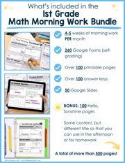 Math Morning Work 1st Grade Bundle | Printable | Google Slides and Forms