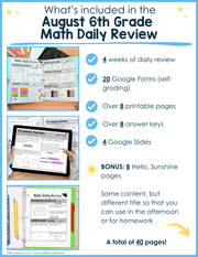 Math Daily Review 6th Grade {August} | Distance Learning | Google Apps