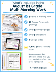 Math Morning Work 1st Grade {August} | Distance Learning | Google Apps