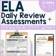 9th-10th Grade ELA Daily Review & Assessment Reading Comprehension Bundle High School