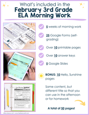 ELA Morning Work 3rd Grade {February} I Distance Learning I Google Slides