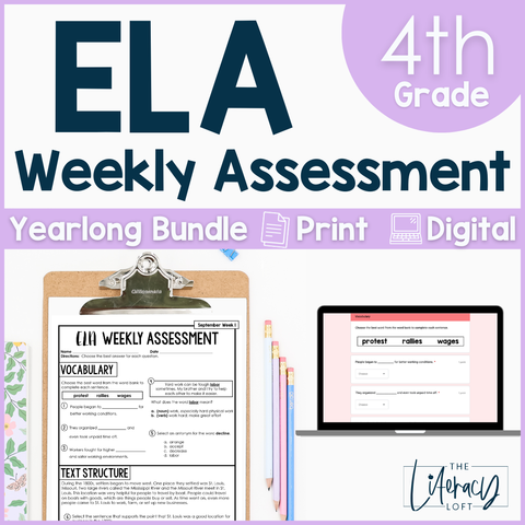 ELA Weekly Assessments 4th Grade | Printable | Google Forms