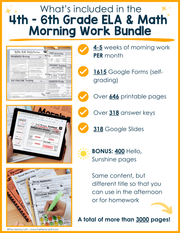 ELA and Math Morning Work Grades 4-6 Bundle