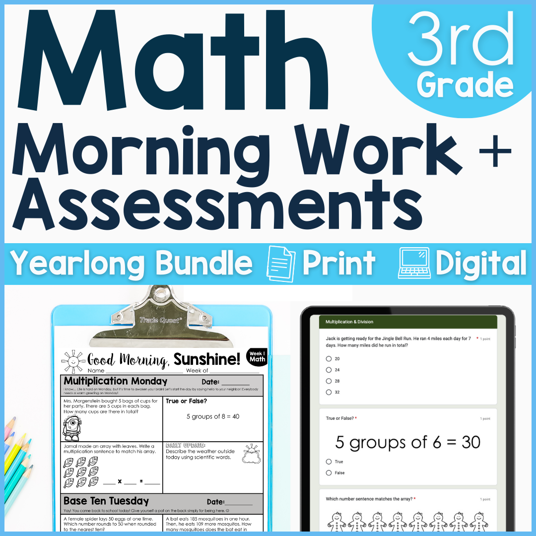 3rd Grade Math Morning Work and Weekly Assessments Bundle – The Literacy  Loft, image size:1080x1080