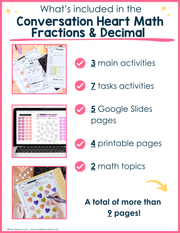 Valentine's Day Math Fractions Decimals Activity Coloring Sheets Worksheets