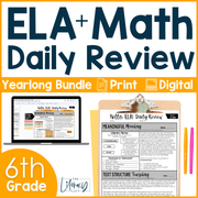 ELA + Math Daily Review 6th Grade {The Bundle} | Distance Learning | Google Slides