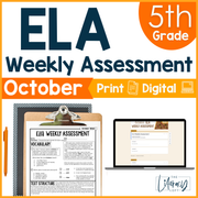 5th Grade ELA Reading Comprehension October Morning Work Assessment Elementary