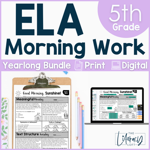 ELA Morning Work 5th Grade (The Bundle) | Distance Learning | Google Slides