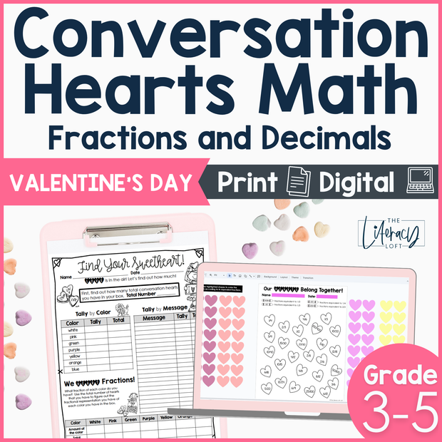 Valentine's Day Math Fractions Decimals Activity Coloring Sheets Worksheets