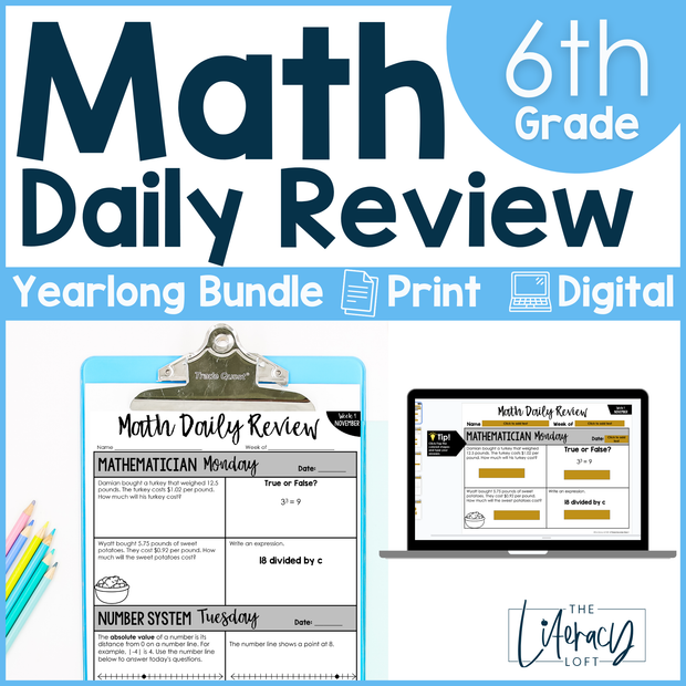 Math Daily Review 6th Grade Bundle | Printable | Google Apps