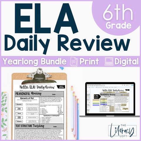 ELA Daily Review 6th Grade (Bundle) | Printable | Google Apps