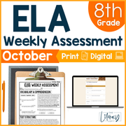 8th Grade ELA Reading Comprehension October Morning Work Assessment Daily Review