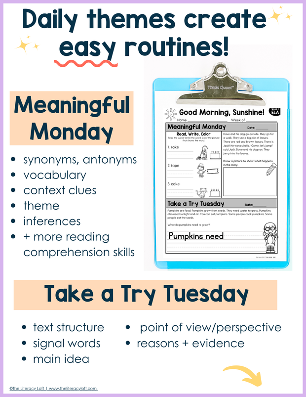 1st Grade ELA Morning Work (October) | Distance Learning | Google Slides