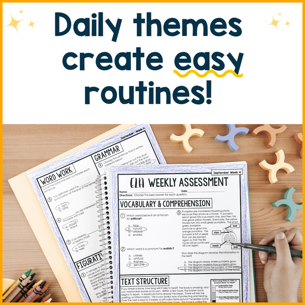 6th Grade ELA and Math Daily Review and Weekly Assessment Bundle