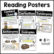 4th 5th Grade Context Clues Reading Comprehension Unit Vocabulary Worksheets Graphic Organizers Posters