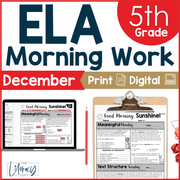 ELA Morning Work 5th Grade {December} I Distance Learning I Google Slides