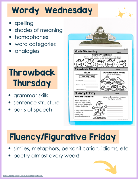 1st Grade ELA Morning Work (October) | Distance Learning | Google Slides