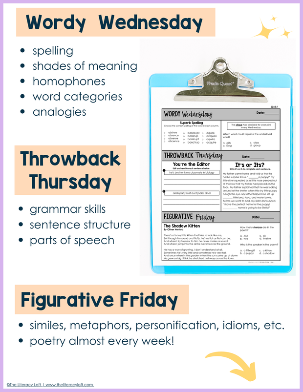 ELA Daily Review 7th Grade {October} | Distance Learning | Google Slides and Forms