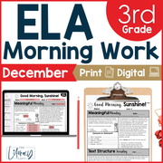 ELA Morning Work 3rd Grade {December} I Distance Learning I Google Slides