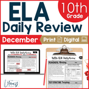 10th Grade ELA High School Daily Review Sub Plans December Grammar and Vocabulary