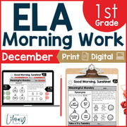 1st Grade ELA Morning Work (December) I Distance Learning I Google Slides