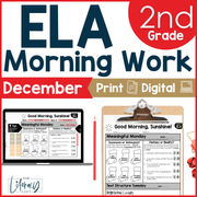 ELA Morning Work 2nd Grade {December} I Distance Learning I Google Slides