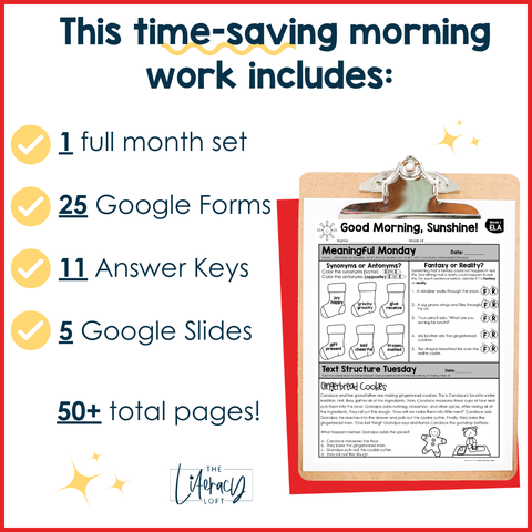 ELA Morning Work 2nd Grade {December} I Distance Learning I Google Slides