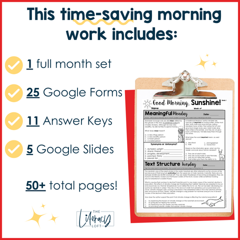 ELA Morning Work 5th Grade {December} I Distance Learning I Google Slides