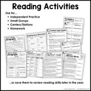 4th 5th Grade Context Clues Reading Comprehension Unit Vocabulary Worksheets Graphic Organizers Posters