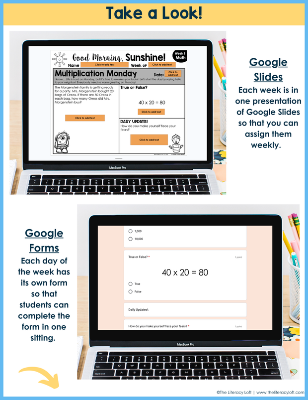 Math Morning Work 4th Grade {October} | Distance Learning | Google Apps