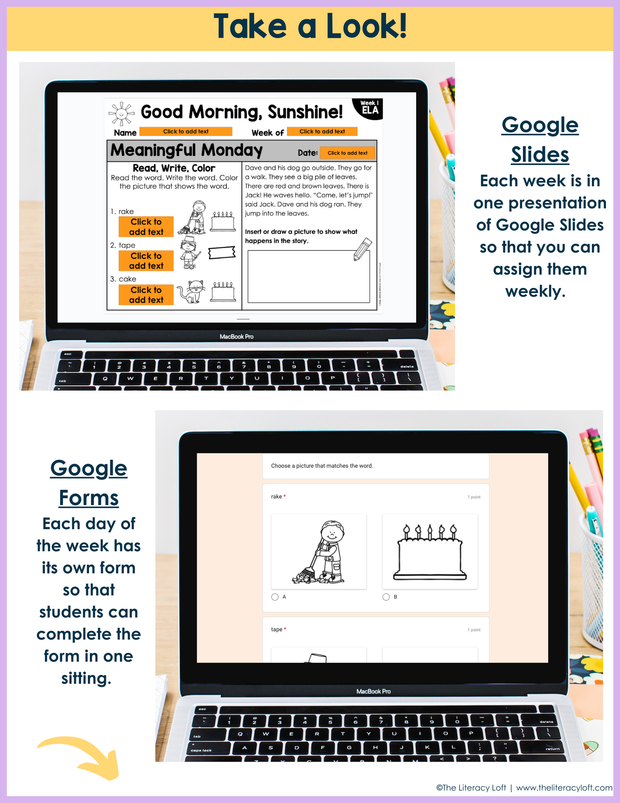 1st Grade ELA Morning Work (October) | Distance Learning | Google Slides