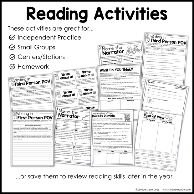3rd Grade Point of View Worksheets Reading Comprehension Passages Fun Mini Unit