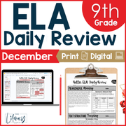 9th Grade ELA High School Daily Review Sub Plans December Grammar and Vocabulary