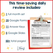 ELA Daily Review 7th Grade {December} I Distance Learning I Google Slides and Forms