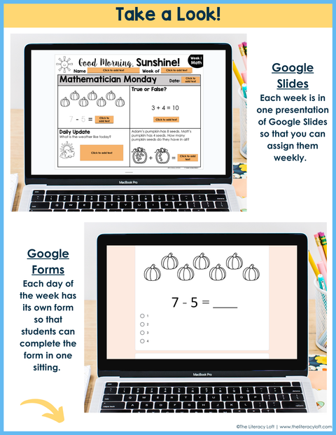 Math Morning Work 1st Grade {October} | Distance Learning | Google Apps