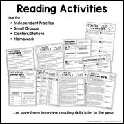 3rd Grade Context Clues Reading Comprehension Unit Vocabulary Worksheets Graphic Organizers Posters