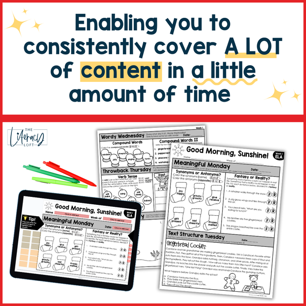 ELA Morning Work 2nd Grade {December} I Distance Learning I Google Slides