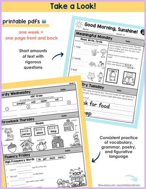 1st Grade ELA Morning Work (October) | Distance Learning | Google Slides