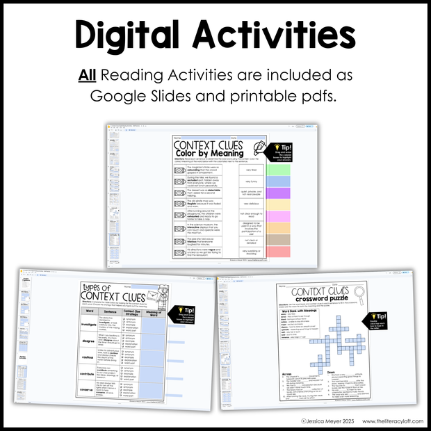 4th 5th Grade Context Clues Reading Comprehension Unit Vocabulary Worksheets Graphic Organizers Posters