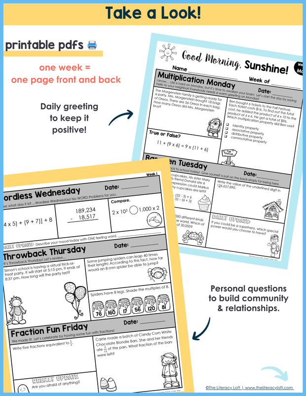 Math Morning Work 5th Grade {October} | Distance Learning | Google Apps