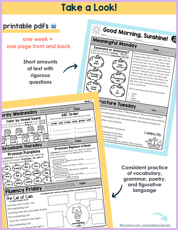 ELA Morning Work 2nd Grade {October} | Distance Learning | Google Slides