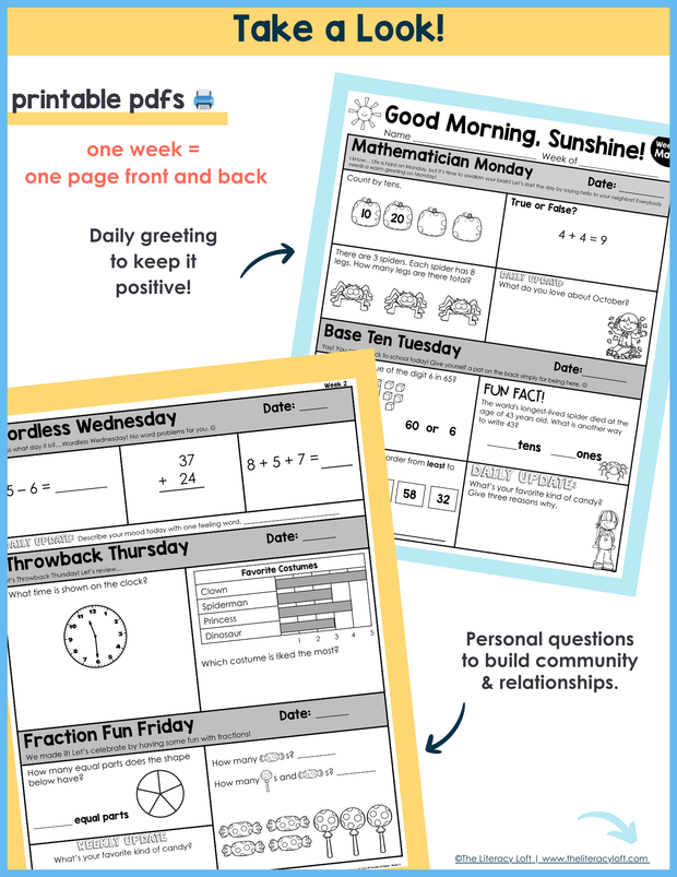 Math Morning Work 2nd Grade {October} | Distance Learning | Google Apps