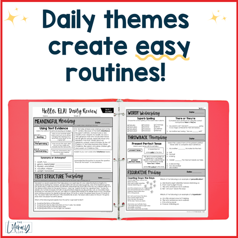 ELA Daily Review 7th Grade {December} I Distance Learning I Google Slides and Forms