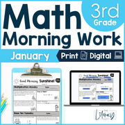 Math Morning Work 3rd Grade {January} I Distance Learning I Google Apps