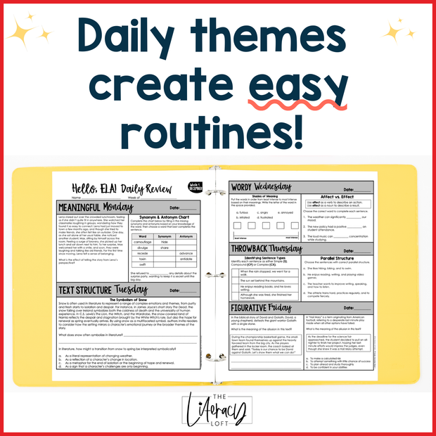 9th Grade ELA High School Daily Review Sub Plans December Grammar and Vocabulary