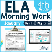 ELA Morning Work 4th Grade {January} I Distance Learning I Google Slides