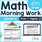 Math Morning Work 4th Grade {January} I Distance Learning I Google Apps