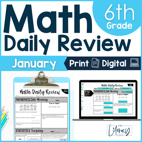 Math Daily Review 6th Grade {January} | Distance Learning | Google Apps