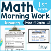 Math Morning Work 1st Grade {January} I Distance Learning I Google Apps